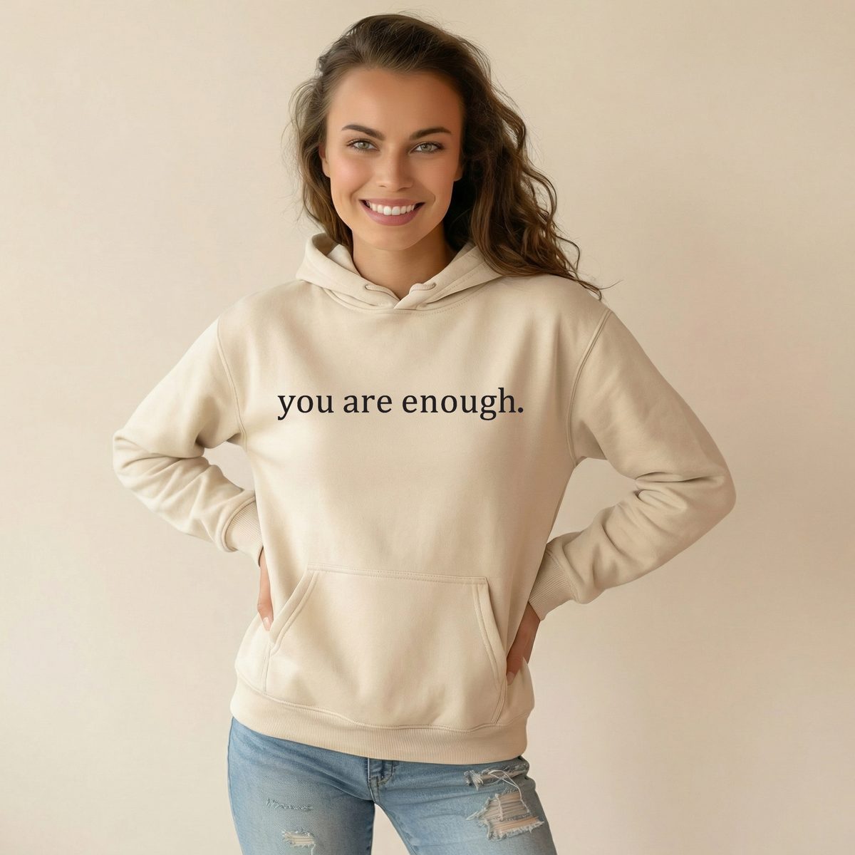 Beige pullover hoodie - SILAMON