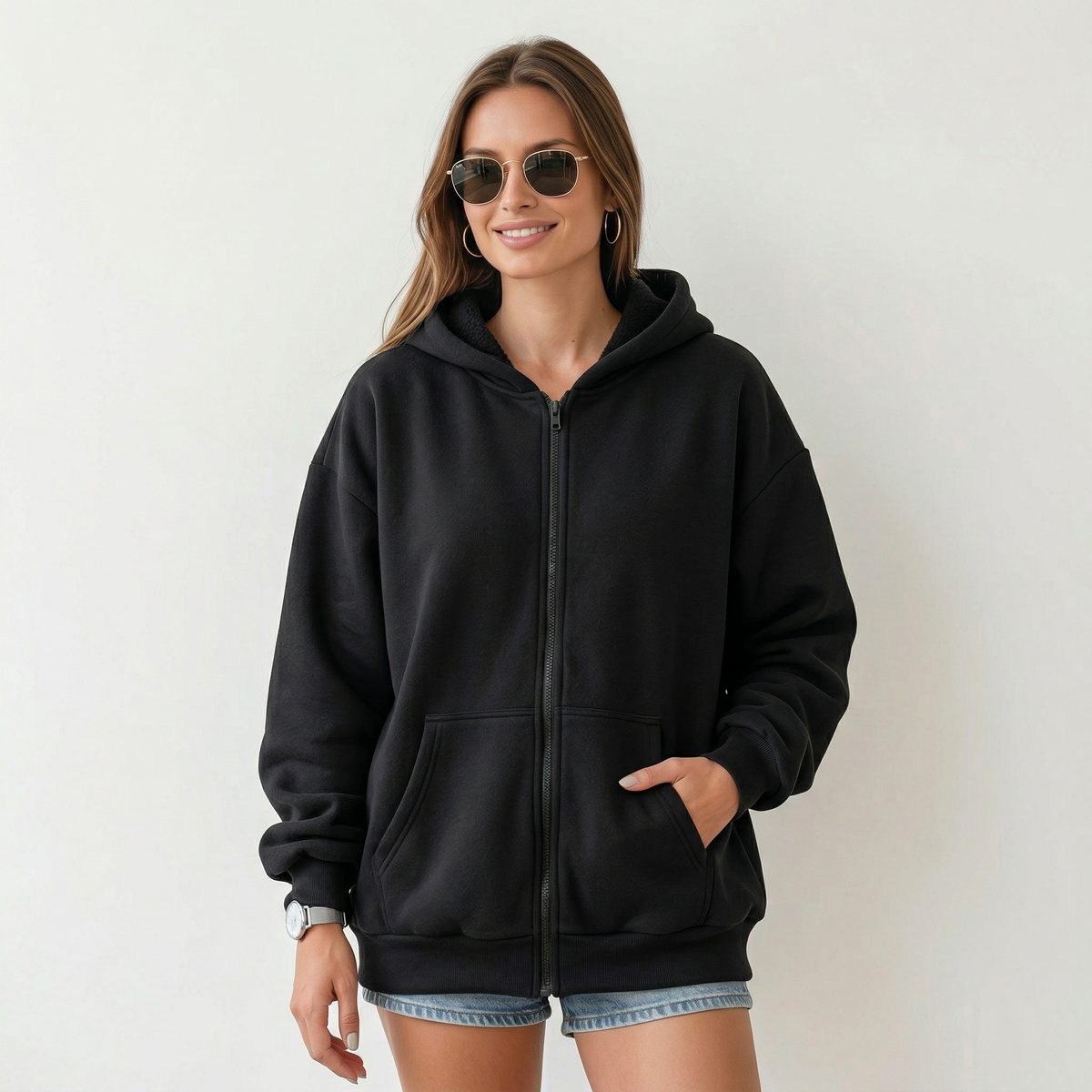 Black zip-up hoodie - SILAMON